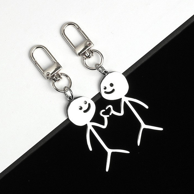 젤루나 써지컬 귀여운 납작 하트 커플 가방고리 열쇠키링 2종 세트 Y-28