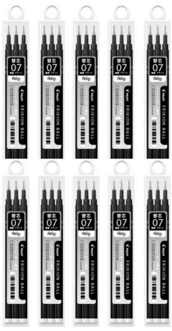 PILOT 百樂 FRIXION 可擦拭按鍵式魔擦筆 替芯 0.7mm 3入, 10個, 黑色