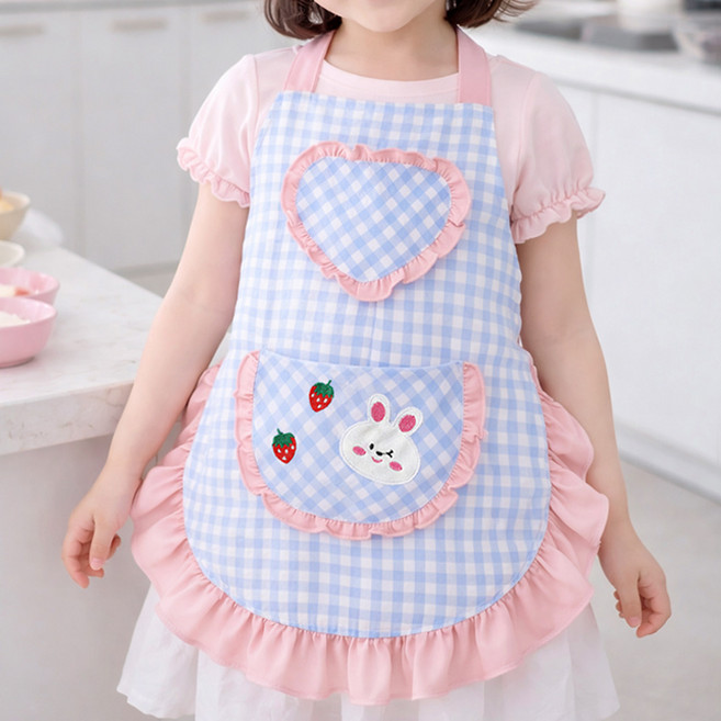 우주아이 아동용 딸기토끼 방수 앞치마