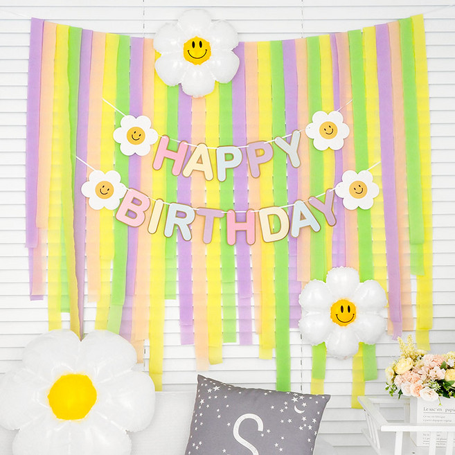 파티팡 생일파티 장식세트, 데이지 스트리머 파스텔, 1세트