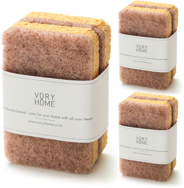 보리홈 무흠집 사이잘 셀룰로오스 펄프 수세미 11 x 7 x 2 cm, 3세트, 2개입