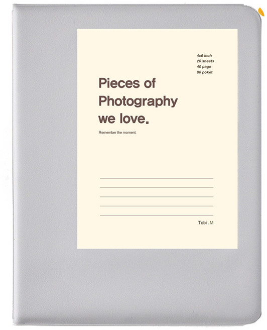 문구백서 비비드 4x6 포켓식 포토앨범, 그레이(백색내지), 40매