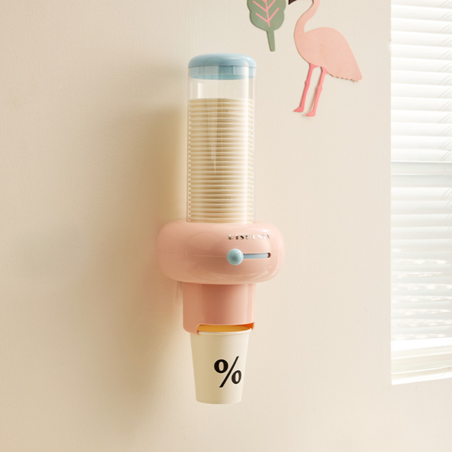 로이 벽걸이 자동 종이컵 디스펜서, 핑크, 1개