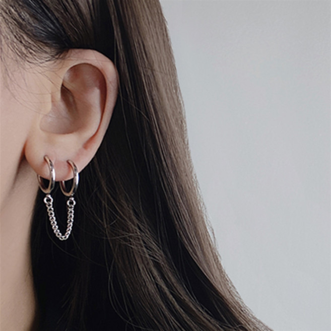 젤루나 원터치 링 체인 귀걸이 2p P-213 12mm