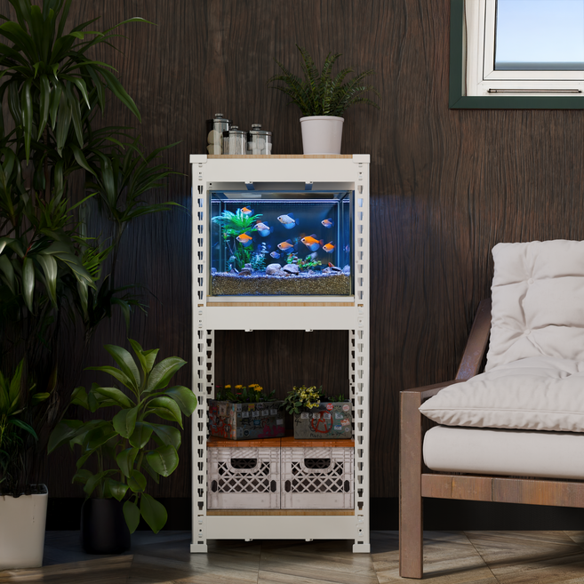 스피드랙 축양장 국내생산 철제 어항 받침대 사육장 선반, 화이트, 3단