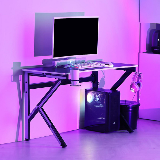 일루일루 K 타이탄 게이밍 컴퓨터 입식 책상, 블랙/블랙