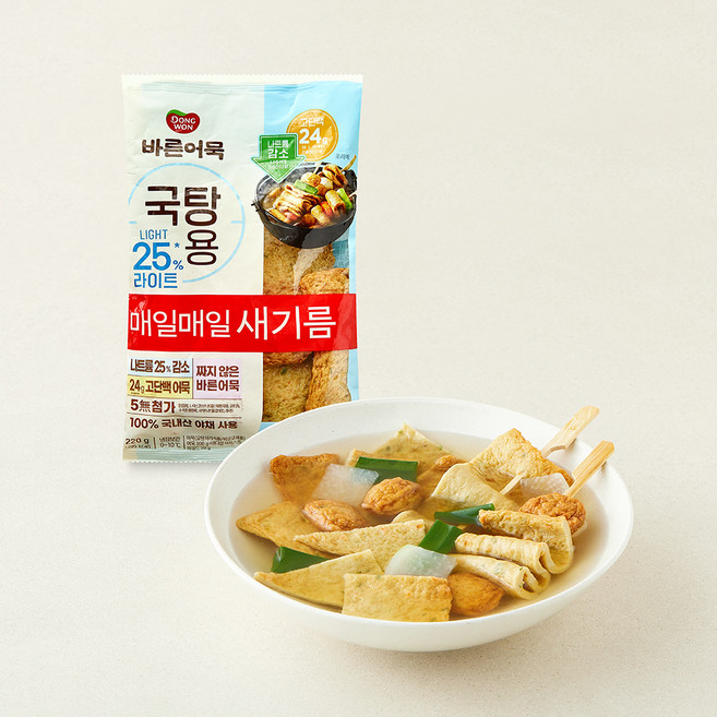 동원에프앤비 바른 라이트 국탕용 어묵, 220g, 1개