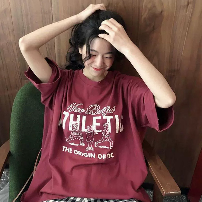 반야스토리 여성용 루즈핏 그래픽 프린트 티셔츠 QQ94