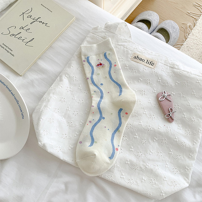 맙소샵 여성용 블랙 앤 화이트 러블리 퍼피 삭스 BRP643