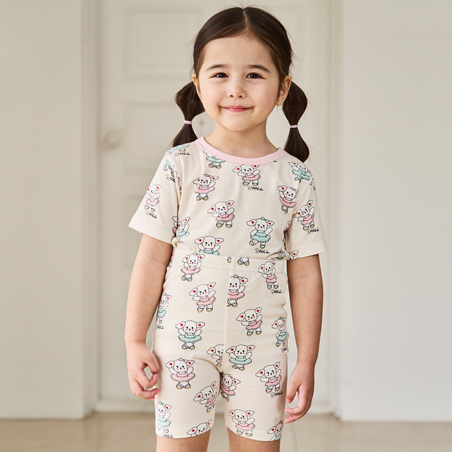 로토토베베 아동용 캐리 반팔 딱붙 실내복 상하의 세트