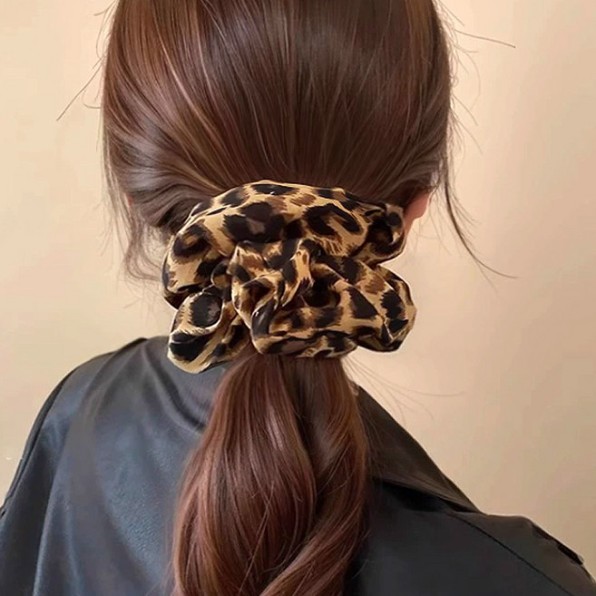 젤루나 15cm 대왕 빅사이즈 대형 레오파드 호피 스크런치 풍성한 헤어 슈슈 곱창밴드 머리끈 H-218
