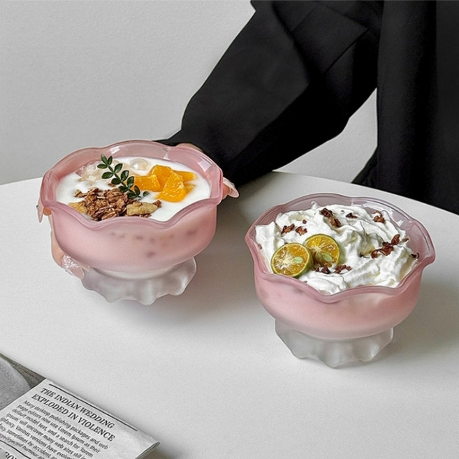 파라주니 감성 유리 디저트볼 HJ1377, 핑크, 2개