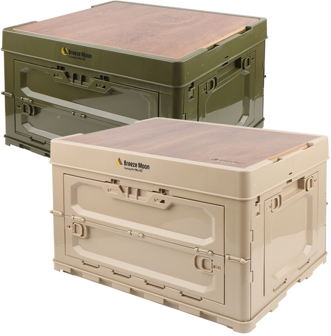 브리즈문 4면 오픈 폴딩박스 캠핑 테이블 2종, 탄 베이지 + 올리브 그린