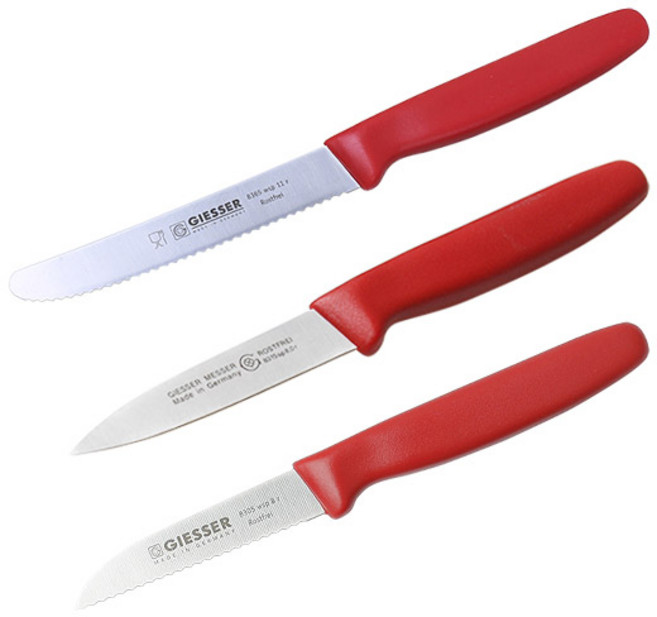 기셀 레드 손잡이 과도 3종 세트, 1세트, 톱니과도 + 직과도 + 톱니 모양과도