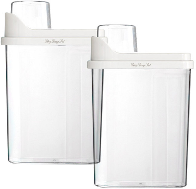 딩동펫 반려동물 투명 밀폐 사료통 2p, 화이트, 2.5L, 2개