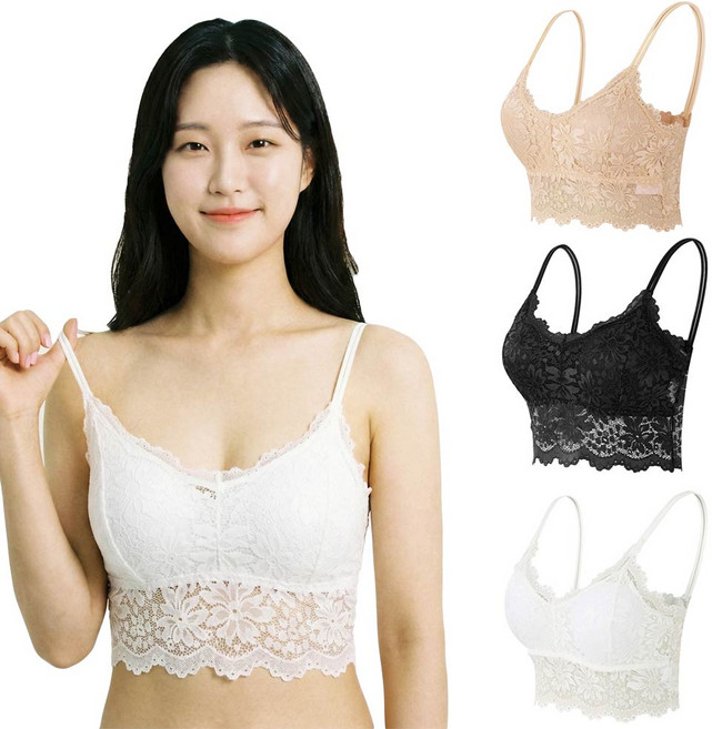 투이스타 플라워 레이스 입는 브라 3종 세트