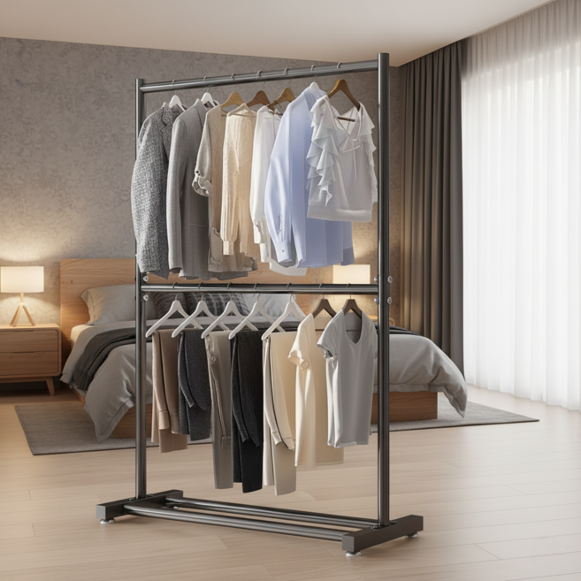 로이 무게감 있는 스텐드 행거 두꺼운 버전, 블랙