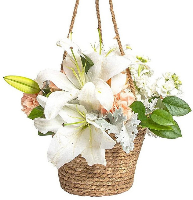 라탄 화분 걸이 행잉 바구니, 1개