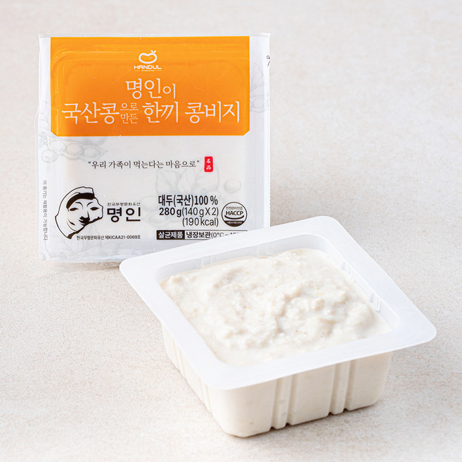 한둘 명인이 국산콩으로 만든 한끼 콩비지, 140g, 2개