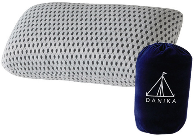 DANIKA 攜帶式記憶海綿露營枕 CP-100, 1個, 淺灰色