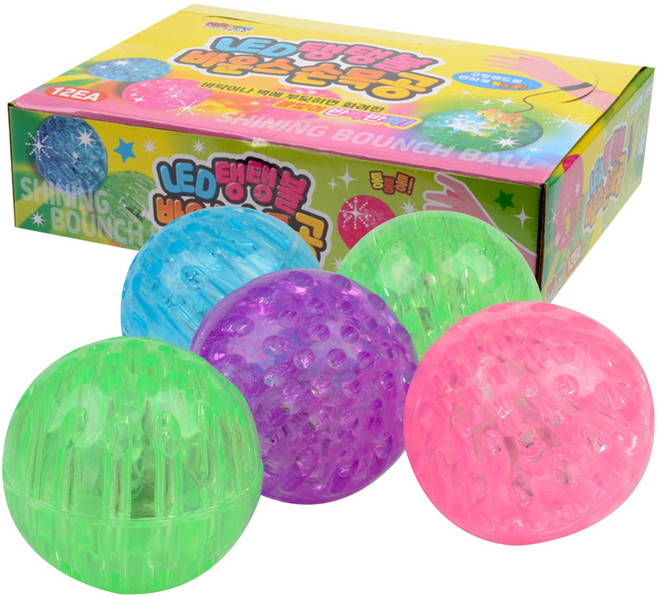 LED 탱탱바운스 손목공, 혼합색상, 12개