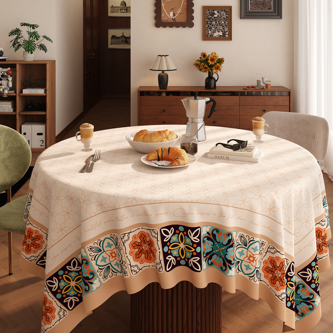 델리리움 아메리칸 레트로 원형 고급 식탁보, type 3, 1개, 90 x 140 cm