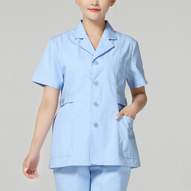 UNHEVE V領短袖簡潔護士服上衣