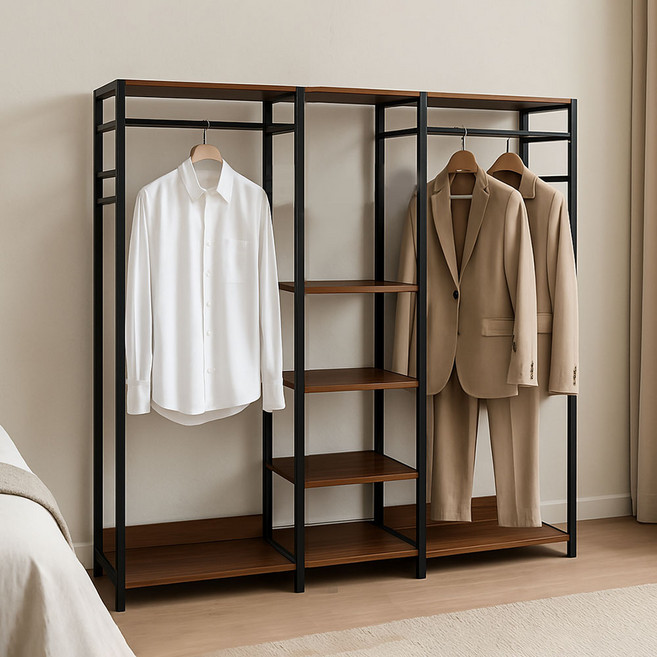 가구느낌 철제 스탠드 옷장 시스템 캠드레스룸 행거, 블랙