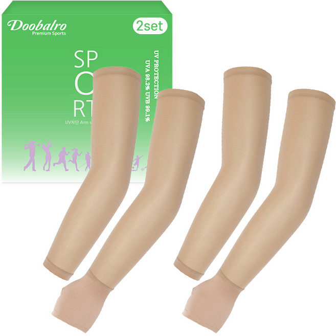 두발로 스포츠 UV 자외선 차단 쉘론 쿨토시 팔목형 1p + 손등커버형 1p, 스킨, 2세트