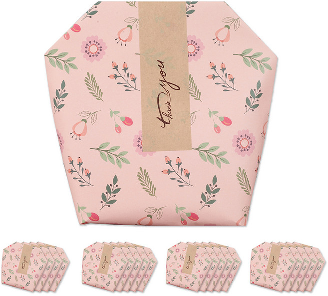 플라워가든 기프트백 + 띠스티커 스티커 20p + 봉투 20p 중, 핑크, 1세트