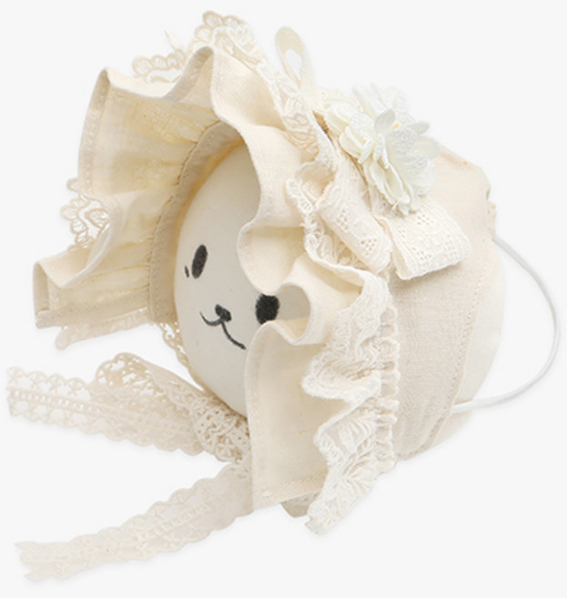 이츠독 반려동물 린넨 플로라 보닛, 베이지, 1개