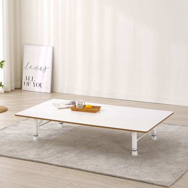 조은세상 코넬 LPM 직사각 트윈 높이조절 접이식 테이블, 화이트버치