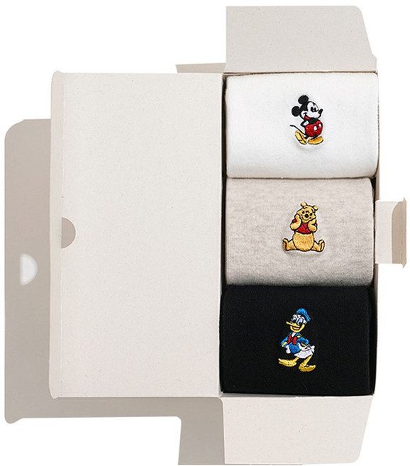 Sockpiens 女款迪士尼卡通人物高級刺繡襪子3雙禮盒組