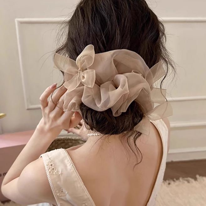 어바웃타이 쉬폰 빅 리본 대형 곱창 헤어 머리끈 26TSP3751