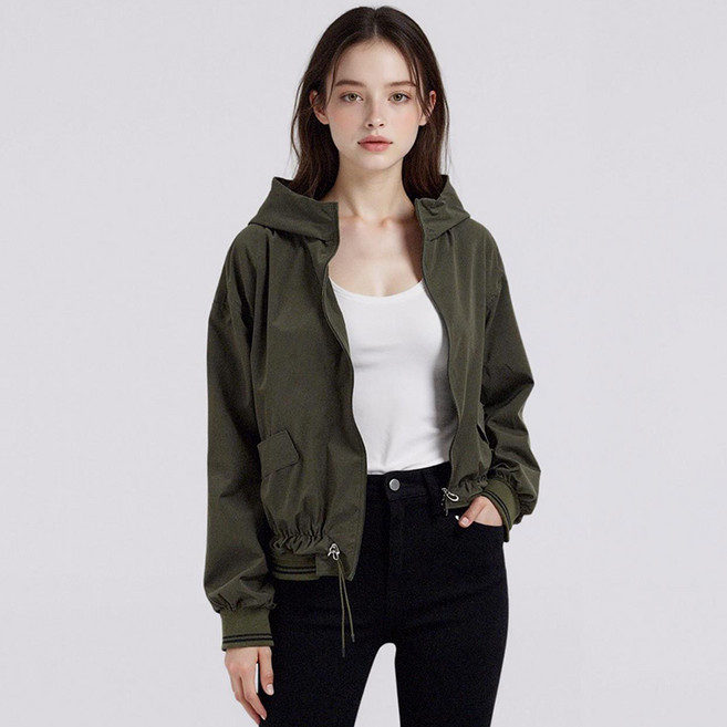 BURU N JUDY 女款羅紋線條配色連帽外套 BORJJP503B