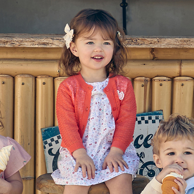 agabang 嬰幼兒送禮用 Betty花朵無袖連身裙 + 針織外套 + 包裝組 + 購物袋