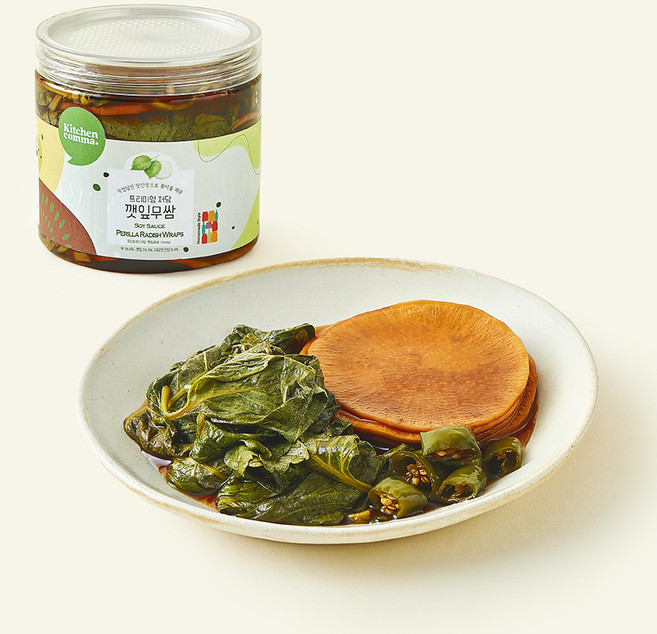 키친콤마 프리미엄 저당 깻잎무쌈, 340g, 1개