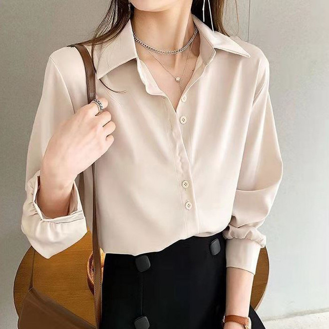 양놀 여성용 브이넥 카라 쉬폰 셔츠 블라우스