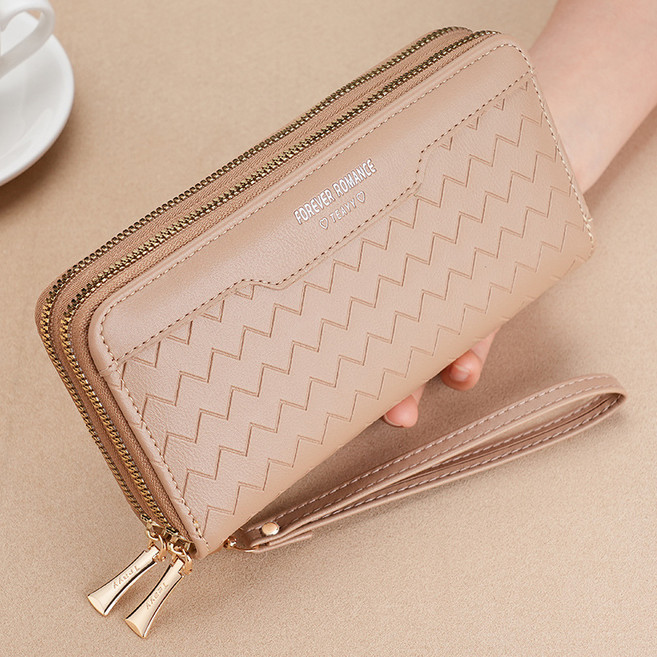 마더브띠 여성용 줄무늬 패턴 투집업 클러치 장지갑 MH212