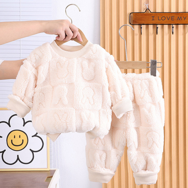 조이멀티 아동용 토끼블럭 후리스 셋업 긴팔 상하의 세트