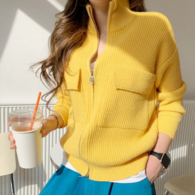 난닝구 여성용 투더스 포켓 니트 집업