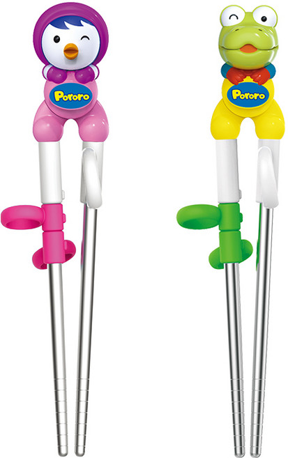 에디슨 아동용 입체 스텐 교정젓가락 2종 세트, 패티 + 크롱, 1세트