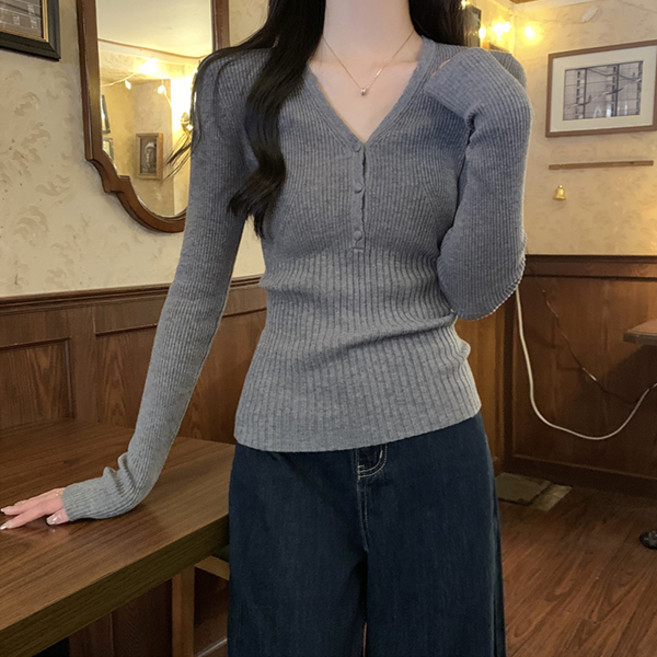 어썸풀 여성용 포클링톤 브이넥 니트 A26SPKN011208