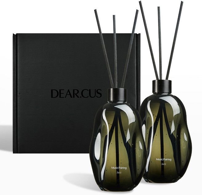 디어커스 프리미엄 대용량 뮤직 페어링 디퓨저 500ml 2p + 리드스틱 10p 세트, 재즈(바닐라 엠버), 2개