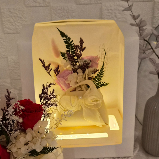 블뤼엔 무드등 프리져브드 꽃가방, 핑크, 1개