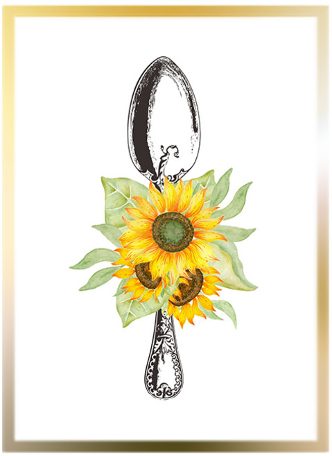 인테리어 01 썬플라워 F 포스터 + 알루미늄 액자 세트, 골드