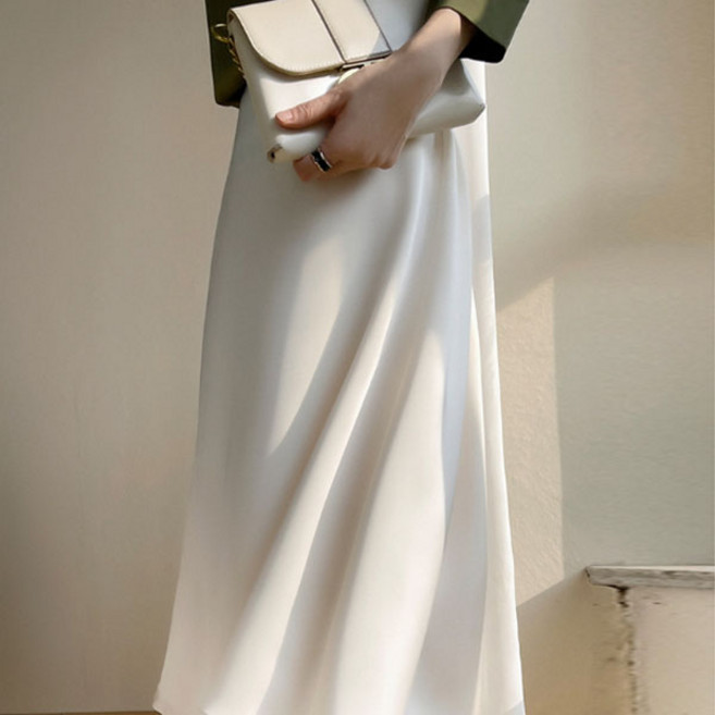 더시럽 여성용 블라썸 새틴 A라인 스커트