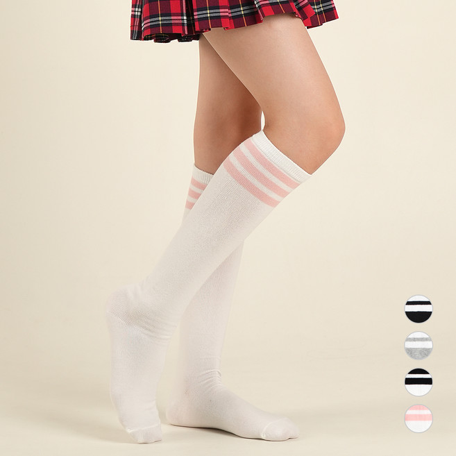 노디자인 학생용 삼선 니삭스 3켤레 세트