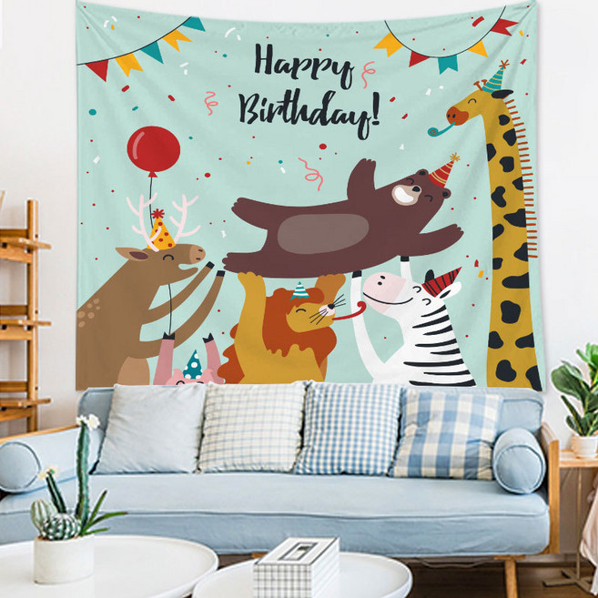 생일축하 벽걸이 현수막 패브릭 포스터 얇은 천, 02