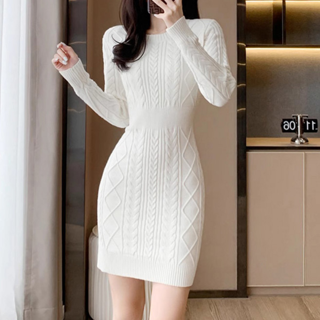 포플러앤씨 여성용 배퓨 니트 원피스 P25FOPS073136